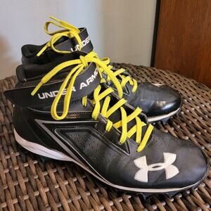UNDER ARMOUR Armourbound Mens Black Football Cleats Sz 8.5 High Top Sneakers